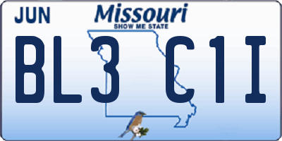 MO license plate BL3C1I