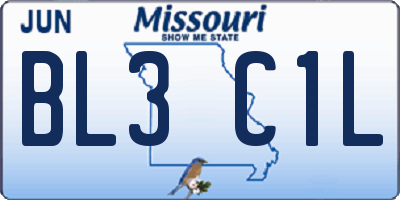 MO license plate BL3C1L