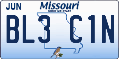 MO license plate BL3C1N