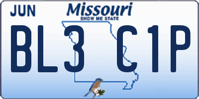 MO license plate BL3C1P