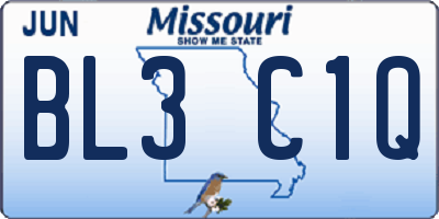MO license plate BL3C1Q