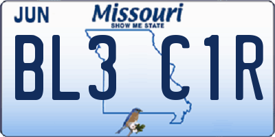 MO license plate BL3C1R