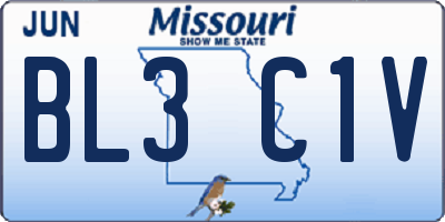 MO license plate BL3C1V