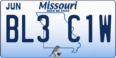 MO license plate BL3C1W