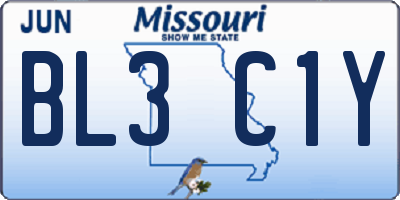 MO license plate BL3C1Y