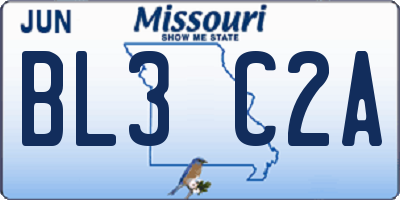 MO license plate BL3C2A