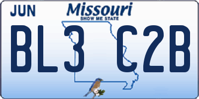 MO license plate BL3C2B