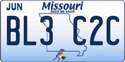 MO license plate BL3C2C