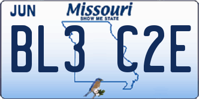 MO license plate BL3C2E