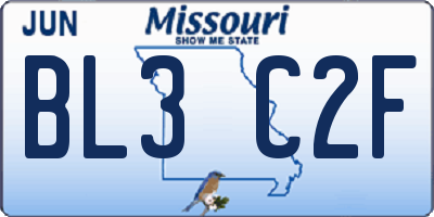 MO license plate BL3C2F