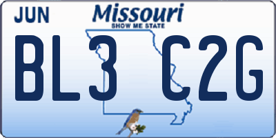 MO license plate BL3C2G
