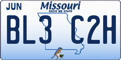 MO license plate BL3C2H
