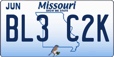 MO license plate BL3C2K