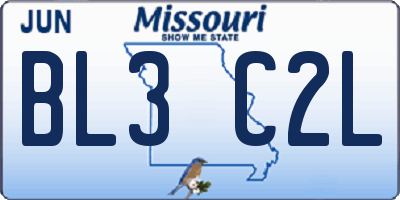 MO license plate BL3C2L