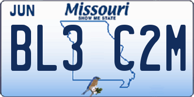 MO license plate BL3C2M
