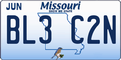 MO license plate BL3C2N