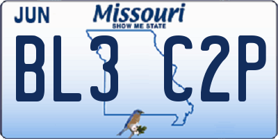 MO license plate BL3C2P