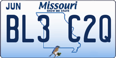 MO license plate BL3C2Q
