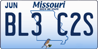 MO license plate BL3C2S