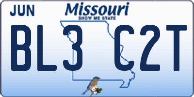 MO license plate BL3C2T