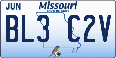MO license plate BL3C2V
