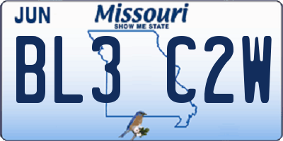 MO license plate BL3C2W
