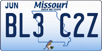 MO license plate BL3C2Z