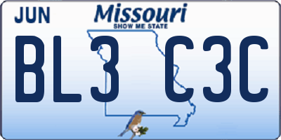 MO license plate BL3C3C