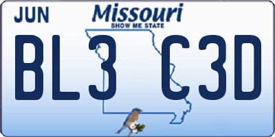 MO license plate BL3C3D