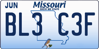 MO license plate BL3C3F