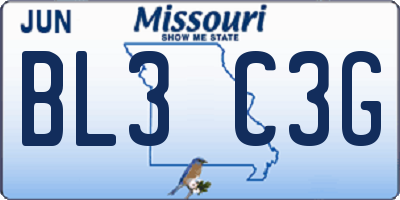 MO license plate BL3C3G