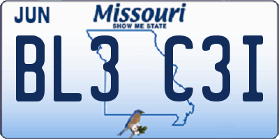 MO license plate BL3C3I