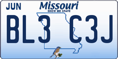 MO license plate BL3C3J
