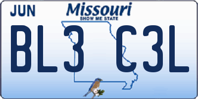 MO license plate BL3C3L