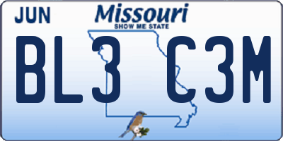 MO license plate BL3C3M