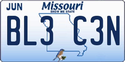 MO license plate BL3C3N