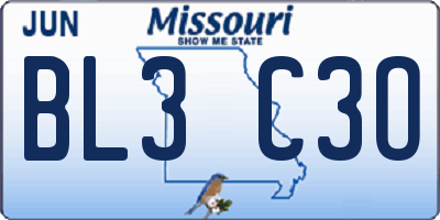 MO license plate BL3C3O