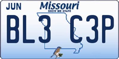 MO license plate BL3C3P
