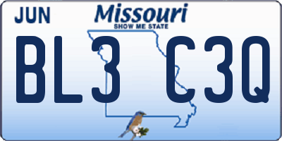 MO license plate BL3C3Q