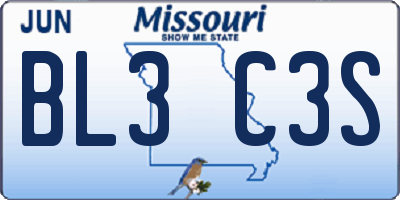 MO license plate BL3C3S