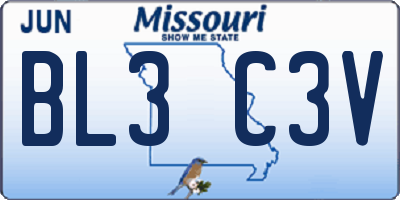 MO license plate BL3C3V