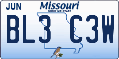 MO license plate BL3C3W