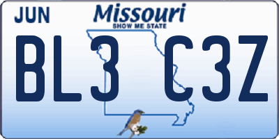 MO license plate BL3C3Z