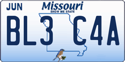 MO license plate BL3C4A