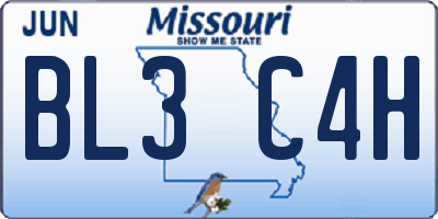 MO license plate BL3C4H