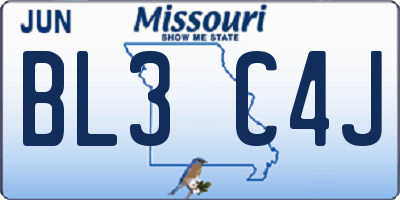 MO license plate BL3C4J