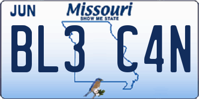 MO license plate BL3C4N