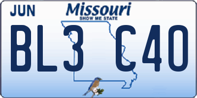 MO license plate BL3C4O