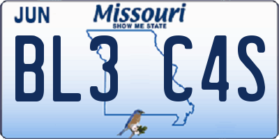 MO license plate BL3C4S