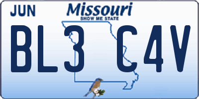 MO license plate BL3C4V